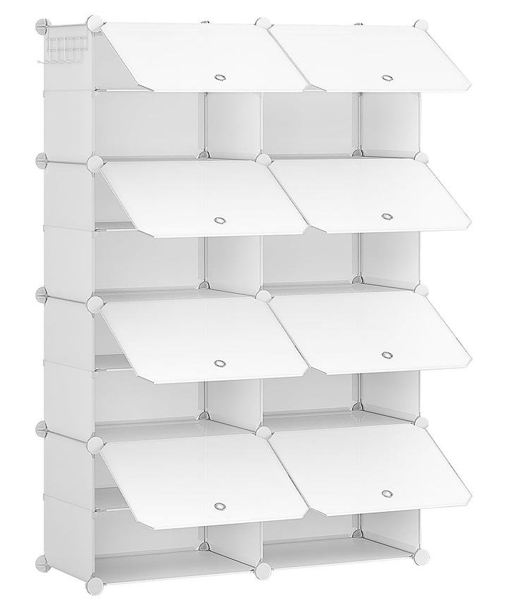 HOOBRO Schuhregal mit 8 Fächern, Schuhschrank, für 32 Paar Schuhe, 40 x 30 x 30 cm pro Fach, schmal,