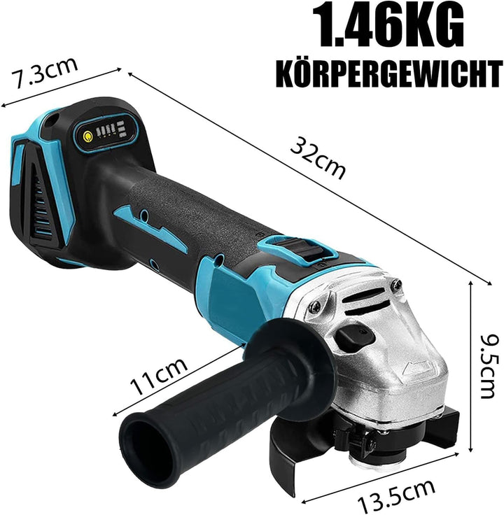 Akku Winkelschleifer 125 mm Kabellos, 18V Winkelschleifer mit 2 * 5500mAh Akkus,Neues Upgrade Kompat