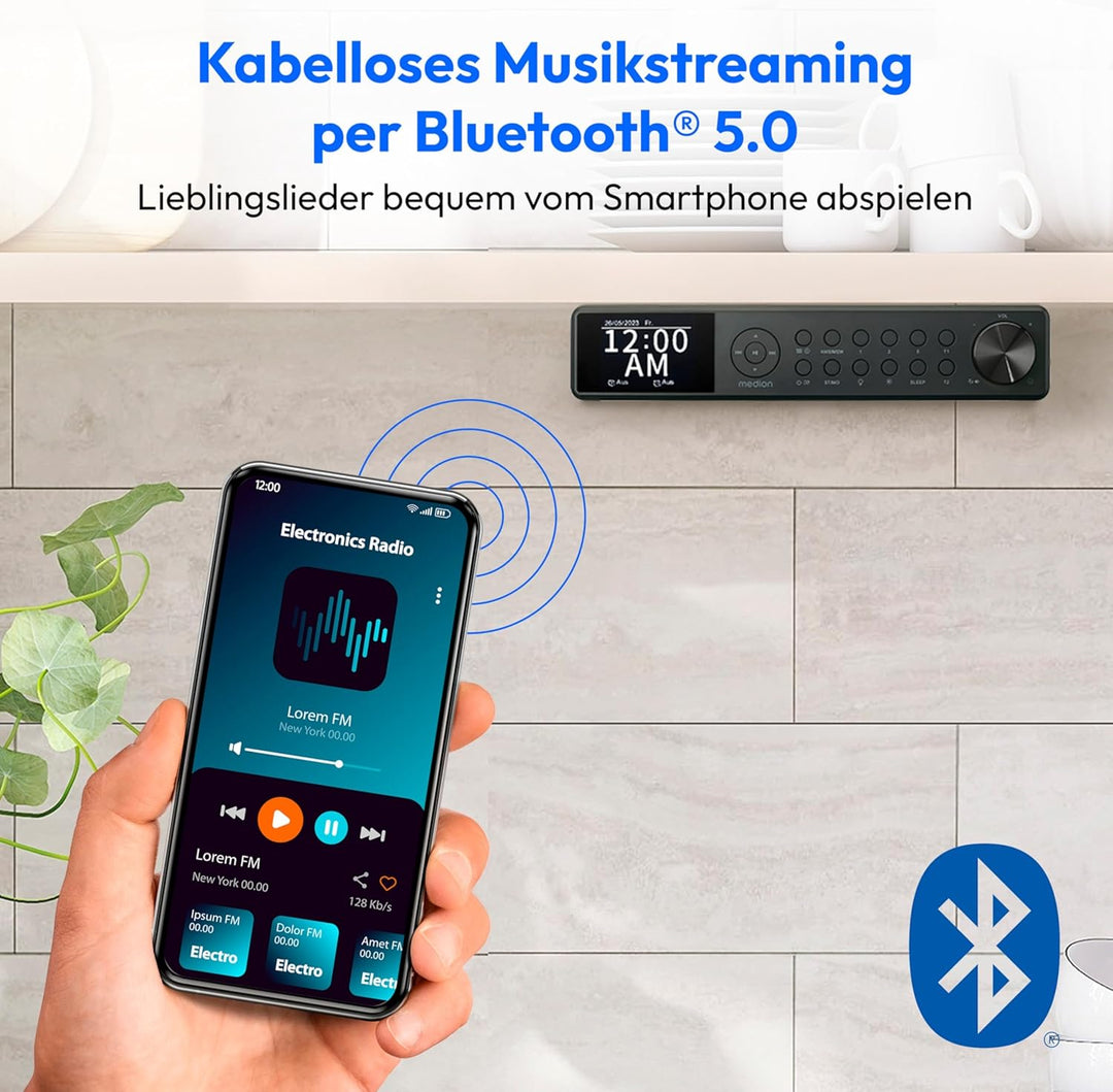 MEDION P66750 Küchen Unterbauradio (DAB+ Küchenradio, PLL UKW Radio, dimmbares TFT Farbdisplay, Koch