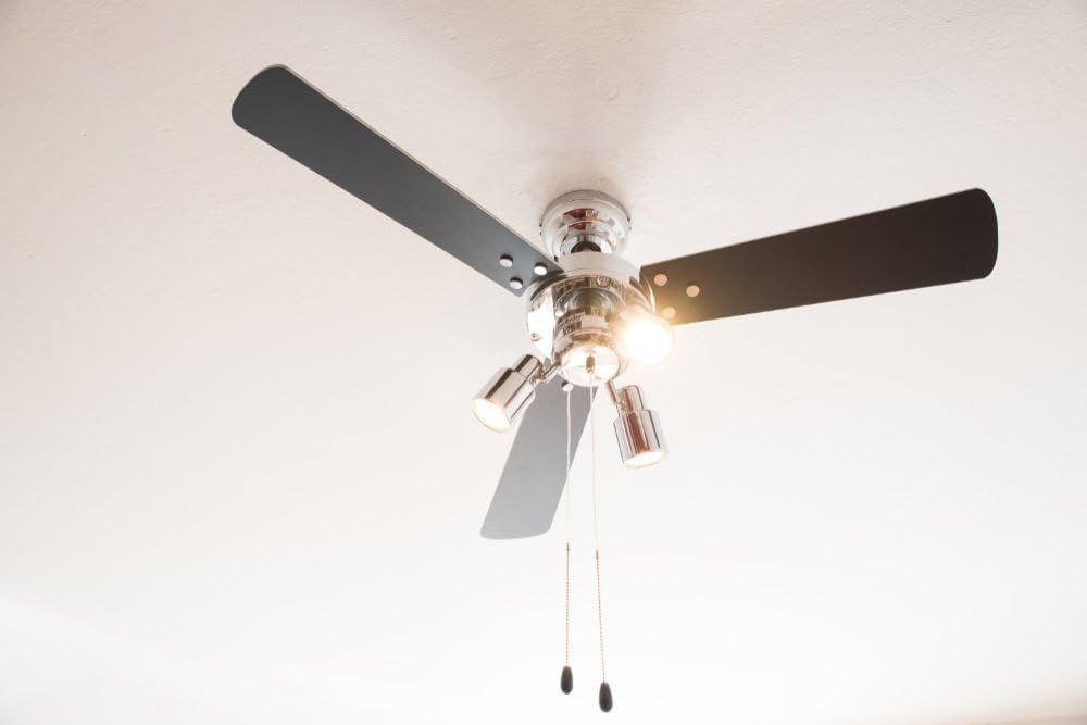 aireRyder - Cyrus Deckenventilator mit Beleuchtung, Leiser Ventilator mit Zugschalter in glänzendem