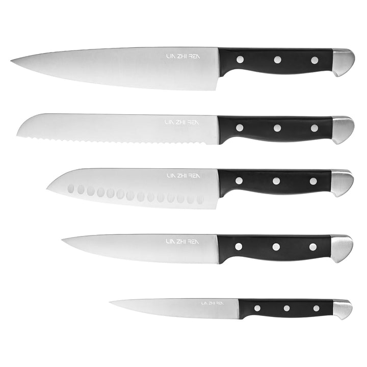 Professionelles Küchenmesserset, 5-teilig, Edelstahlmesser, scharfe Klingen und ergonomische Griffe,