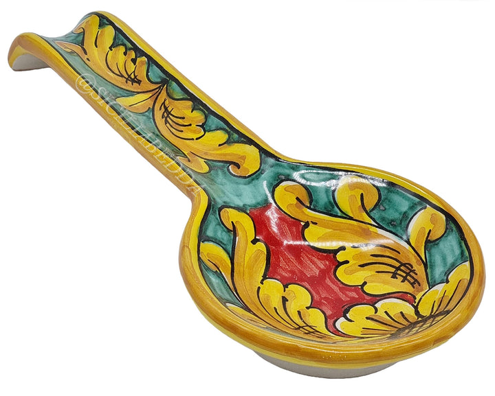 sicilia bedda - Löffelablage aus Keramik von Caltagirone - Verschiedene Designs - Authentisches hand