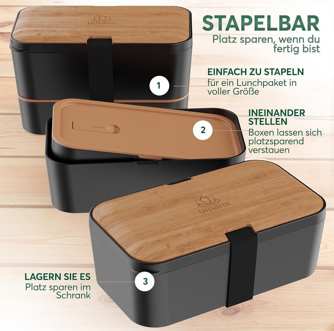 Umami Bento Lunchbox verschachtelbar 1500 ml All-in-One, Bento Box Erwachsene, Mahlzeit Prep Contain