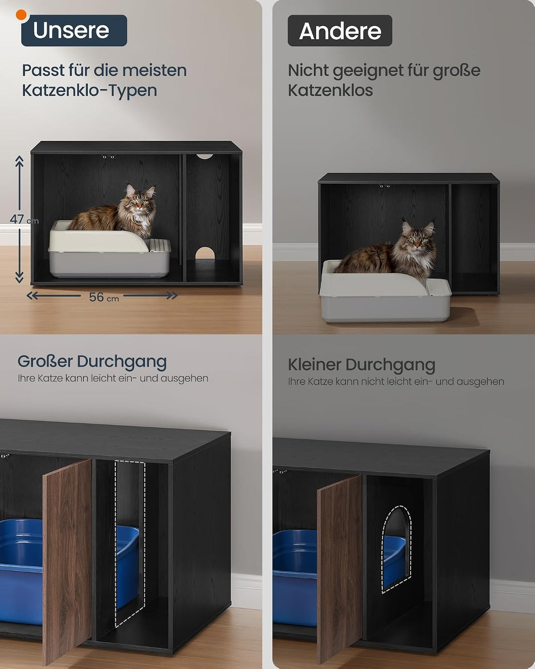 SONGMICS Home Katzenklo-Schrank, Toolless-Technologie, superschnelle werkzeuglose Montage, Katzenhau