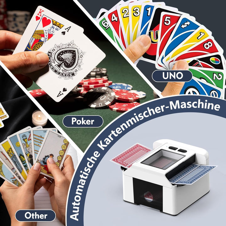 ShinePick Kartenmischmaschine Elektrische für 1-2 Decks, One-Press Auto & Manueller Wiederaufladbare