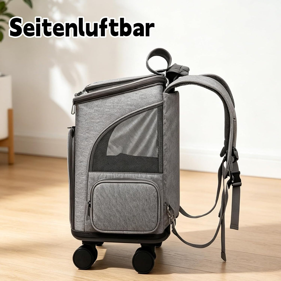KatzenRucksack Grosse Katzen, Katzen Transport Tasche mit Rollen und Taschen, für Katzen und Hunde,