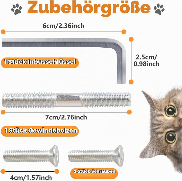 Ersatz-Kratzbaum für Katzen, Sisal, 40 cm, 2 Stück M8 Ersatz-Kratzbaumteile für die Renovierung, Wei