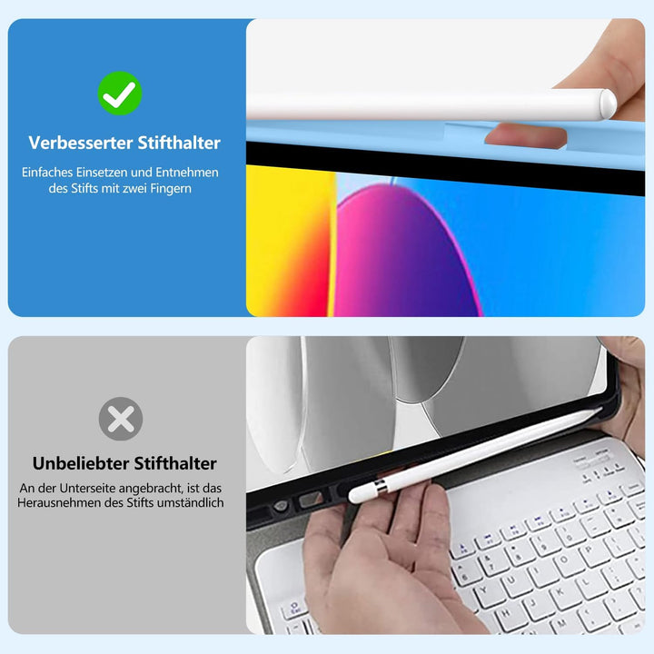 aMZCaSE für iPad A16 10/11th Generation Case mit Tastatur 11/10.9 Zoll(2025/2022),7 Farben Hintergru