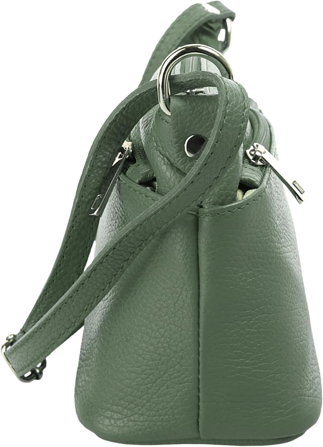 Umhängetasche Echt Leder Damen Made in Italy, Crossbody Bag, Messenger Bag mit Reissverschluss, Schu