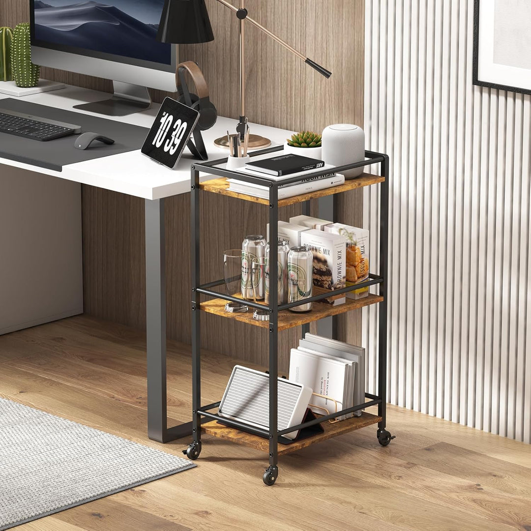 Lifewit Servierwagen mit Rollen, 3-stöckiger rollender Küchenwagen, Küchenregal Rackwagen Barwagen m