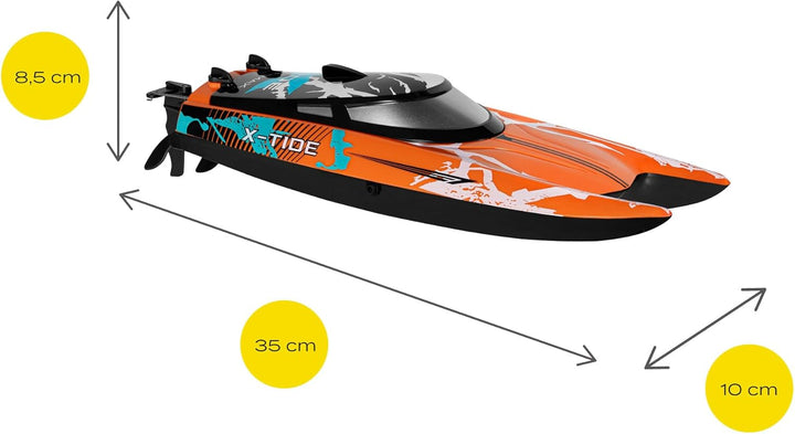 Overmax X-Tide Ferngesteuertes RC-Speedboat Rennboot mit LED 25 km/h 1200 mAh Akkus 34 Minuten Spass