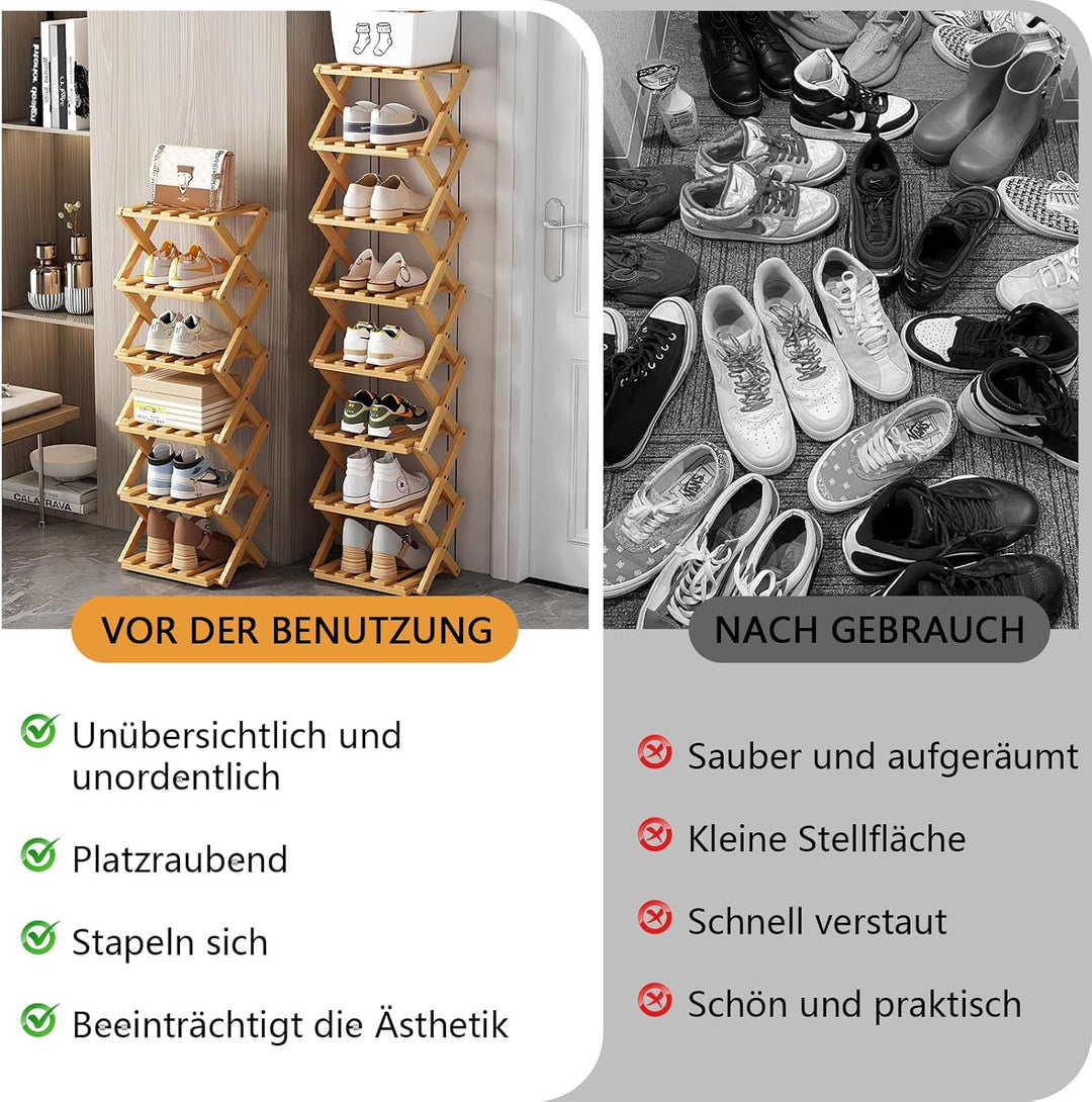 YYW schuhregal schmal - schuhregals Bambus schuhregals klappbar schuhregal klein Schuh Organizer fre