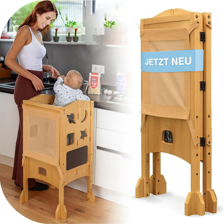 Lernturm ab 1 Jahr - Lernturm klappbar inkl. 360° Sicherheitsnetz - Extra Stabiler und massiver Lear