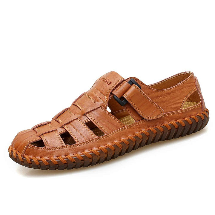 Moodeng Herren Sandalen Outdoor Leder Sommer Outdoorsandalen Sport Trekking Strand Geschlossene Klet