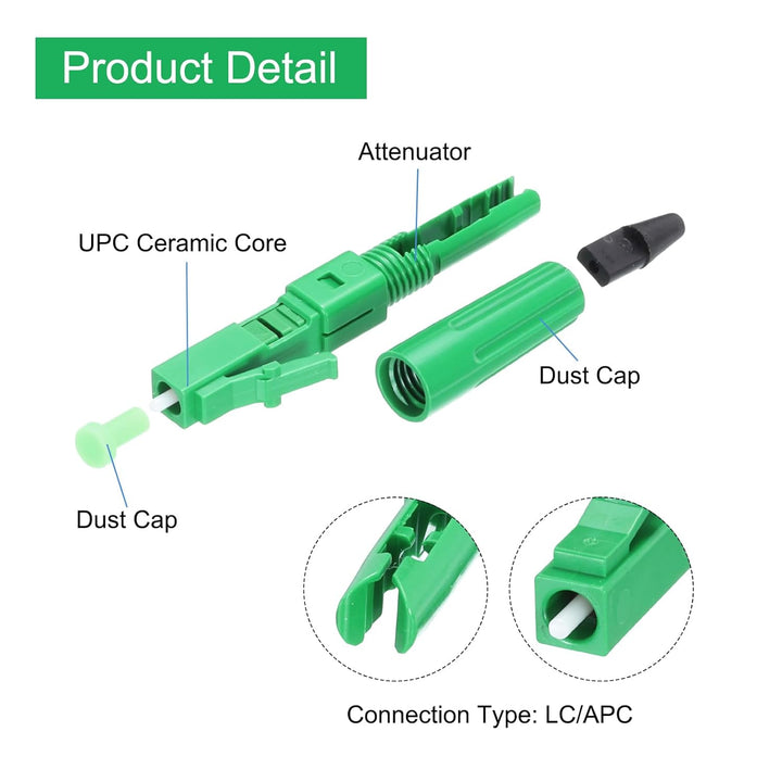 QUARKZMAN Glasfaser-Schnellverbinder-Adapter, LC/APC Glasfaser-Montage-Anschluss Singlemode Schnelle