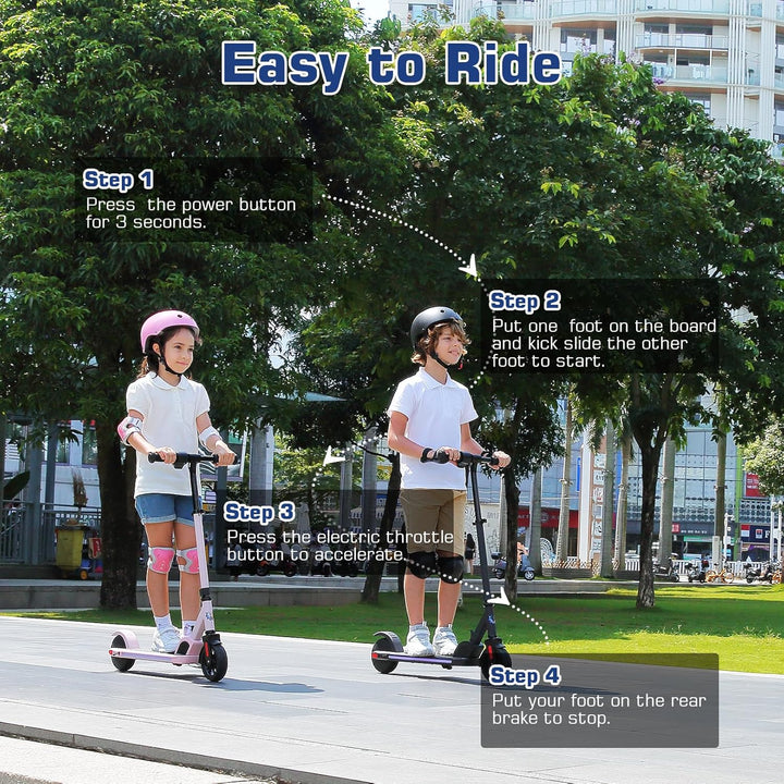Caroma E Scooter Kinder von 8-12 Jahren,bis zu 16 km/h & 8 km,Elektroroller Kinder mit Bunte Leuchte