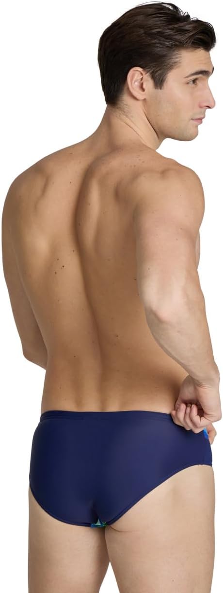 ARENA Herren Men's Visual Waves Swim Briefs Swim Briefs (1er Pack) 46 Navy-neon Blue Multi, 46 Navy-