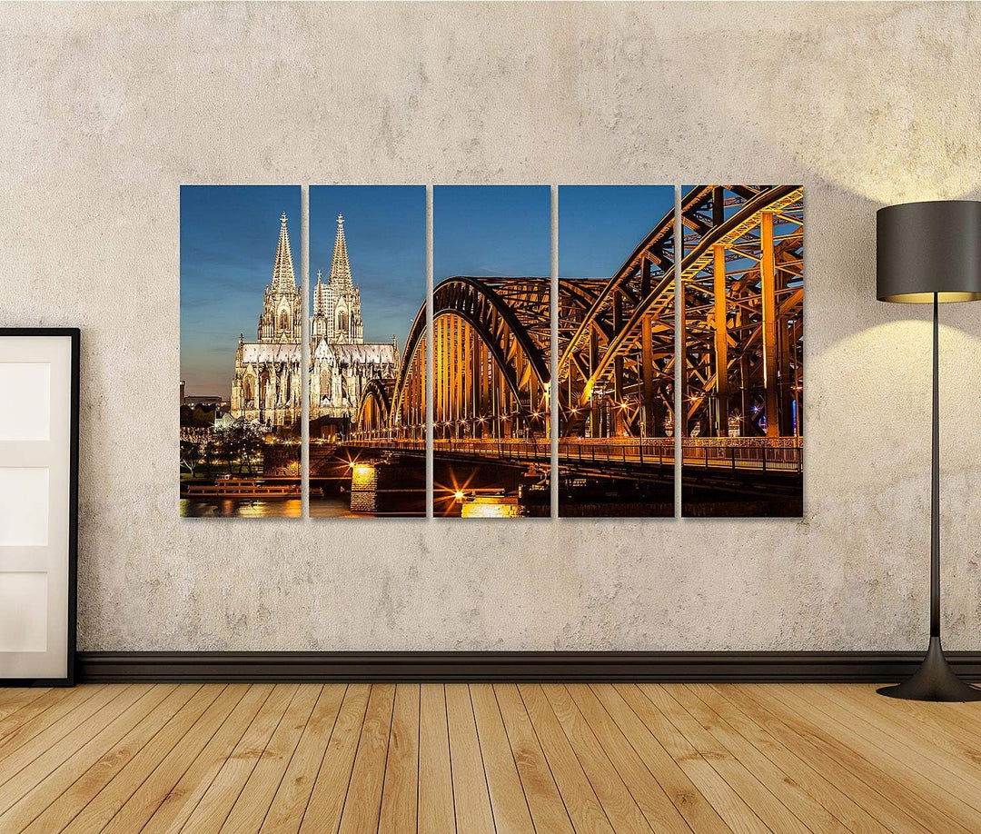 islandburner Bild auf Leinwand Hohenzollernbrücke Und Kölner Dom In Der Abenddämmerung Bilder Wandbi