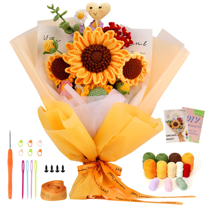 ASTNIC Häkelset für Anfänger, komplettes Blumen Häkelset für Anfänger Erwachsene, Blumenstrauss Häke