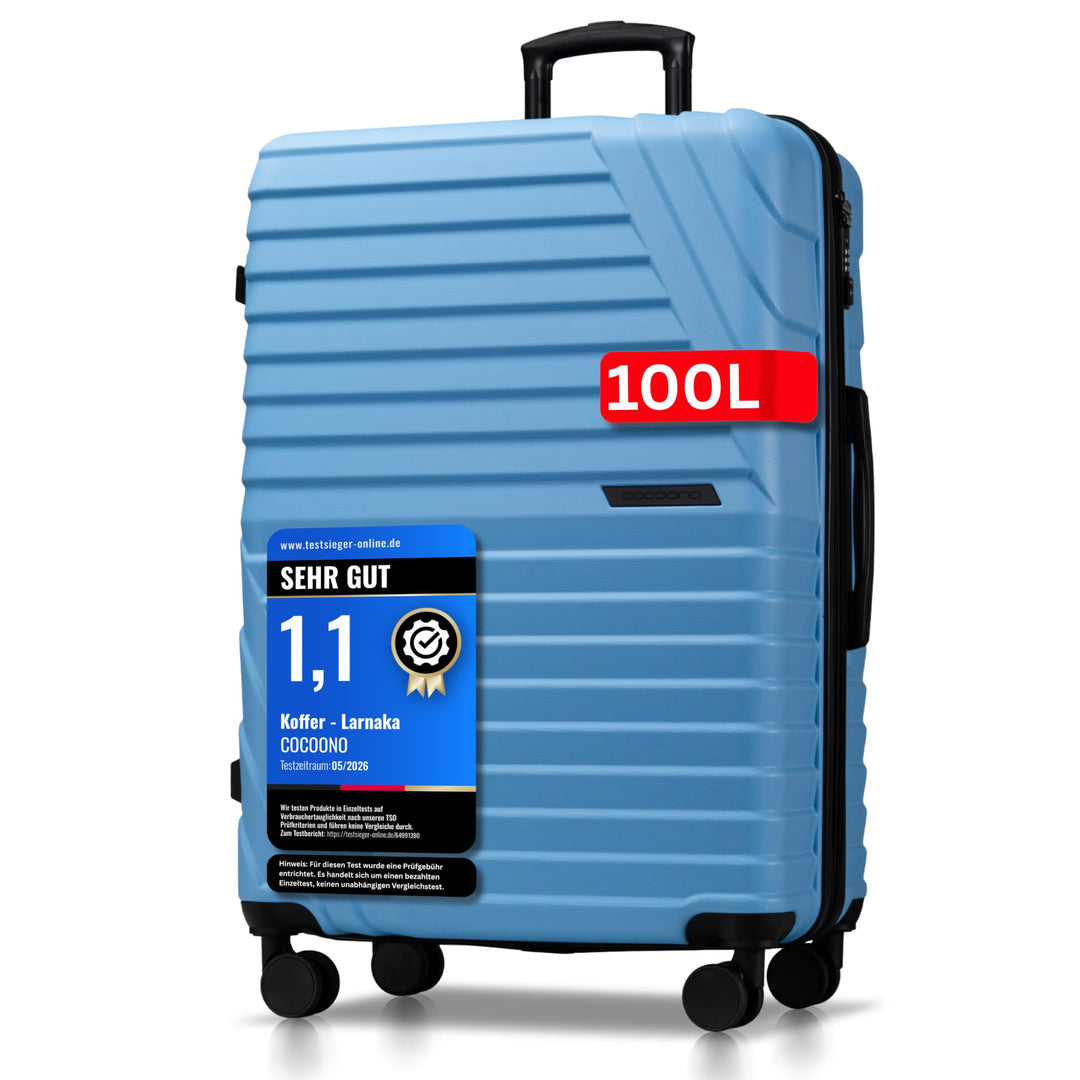 Cocoono Hartschalenkoffer XL Gross – 95L - 104L Volumen – 8 Rollen 360° drehbar – Leichter ABS Koffe