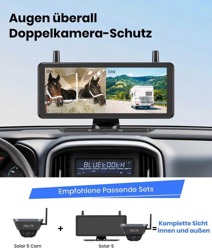 AUTO-VOX Rückfahrkamera Kabellose Solar Magnetisch: 1 Min Einfache Installation, Super-IR-Nachtsicht