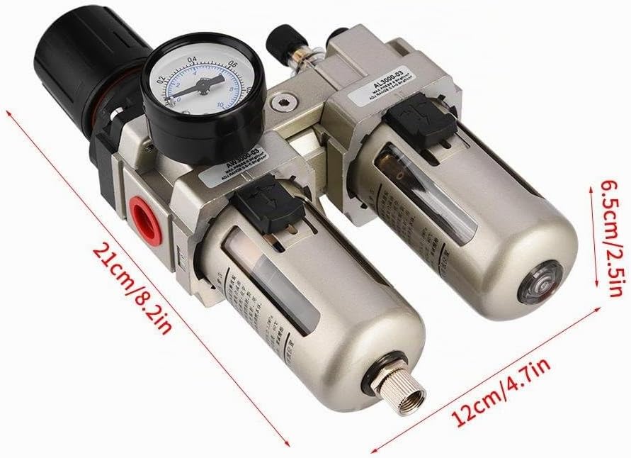 Yosoo Health Gear Wartungseinheit Druckluft 3/8" öler wasserabscheider, Luftfilterregler, AC3010-03
