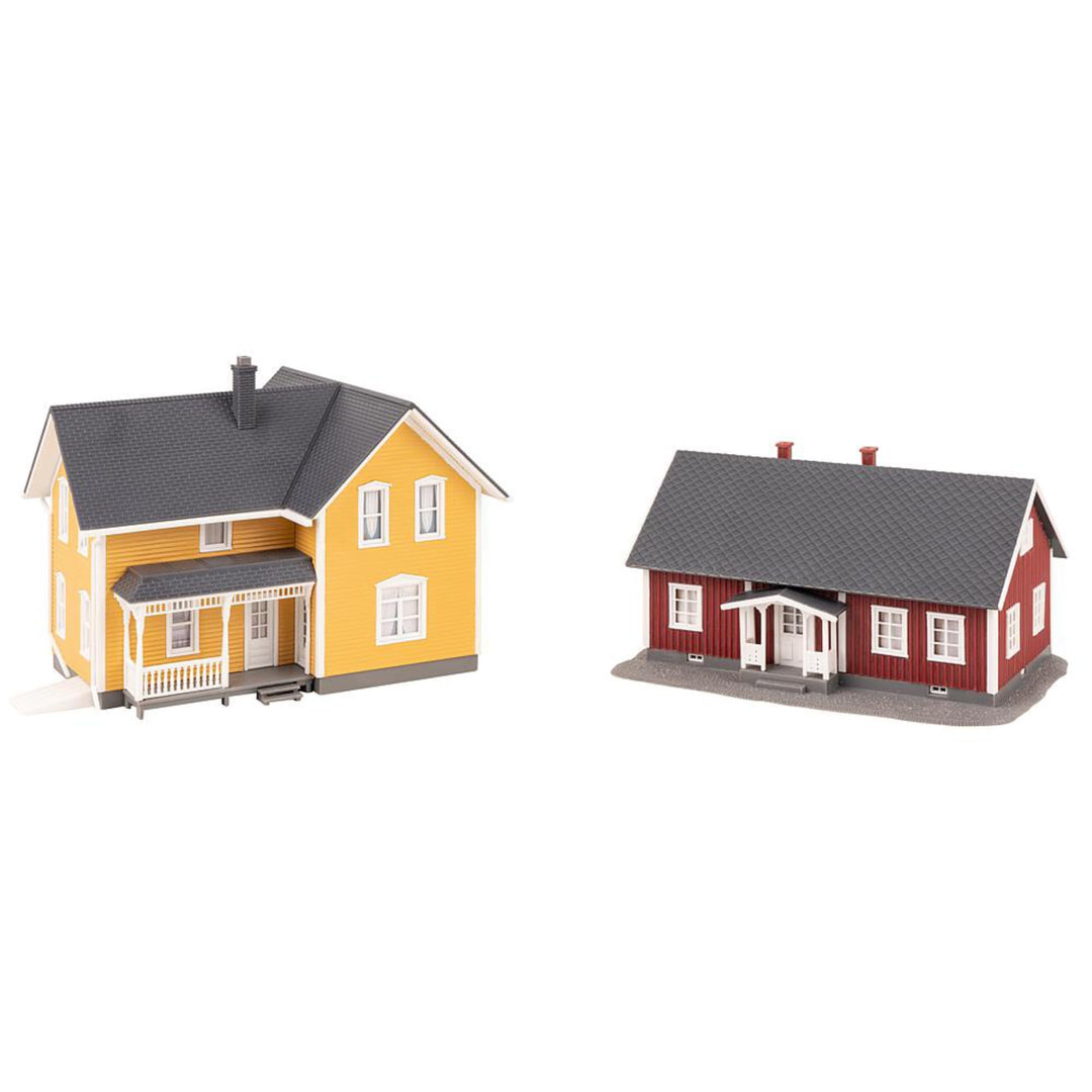 FALLER 2 Schwedenhäuser Modellbausatz mit 151 Einzelteilen 154 x 115 x 110 mm, 138 x 95 x 75 mm I Mo