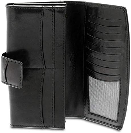 GIUDI ® - Damen Geldbörse aus Rindsleder, Geldbörse, Kartenetui, echtes Leder Schwarz, Schwarz