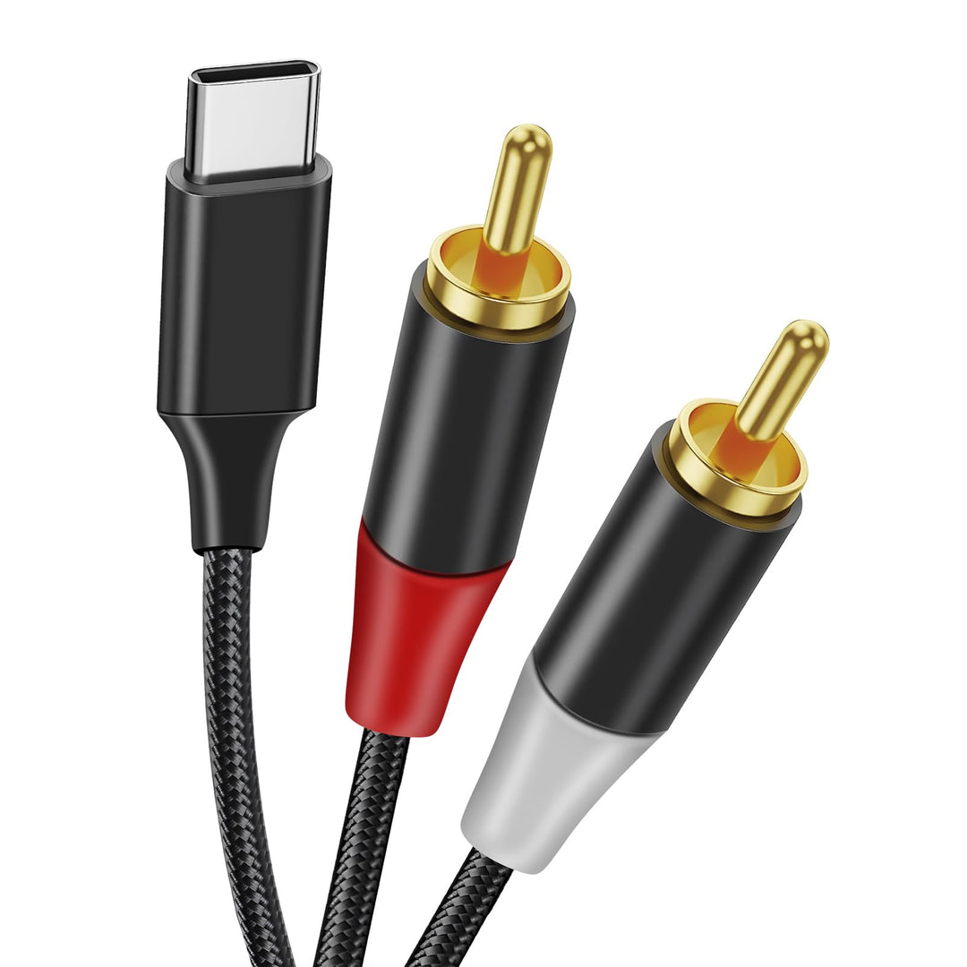 USB C auf Cinch Audio Kabel Type C auf 2RCA Stereo Adapterkabel kompatibel mit iPhone 15 -Serie, iPa
