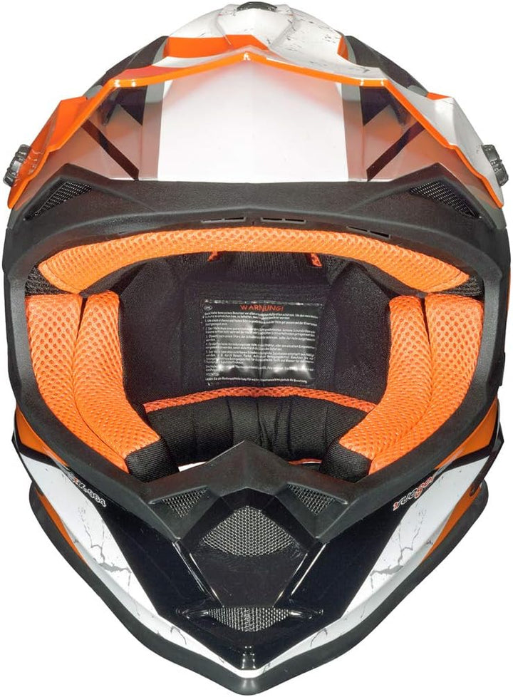RK-652 Kinder Crosshelm Endurohelm Motorradhelm Roller Quad Helm Kinderhelm Light Orange L (59-60),