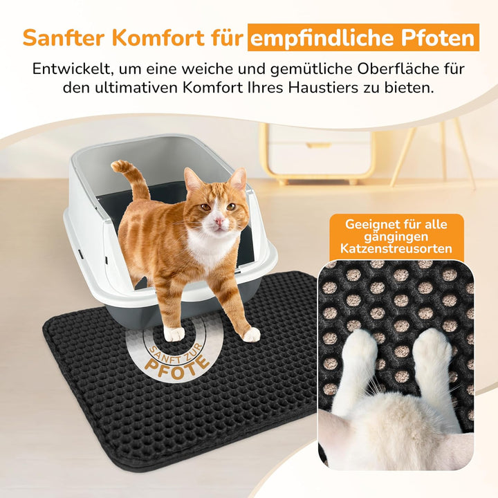 LINUMA® Katzenklo Matte 90x76cm, Katzenstreu Matte, Katzenmatte Katzenklo, Matte Katzenklo Unterlege