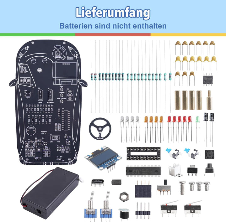 Auto Fahrsimulator Löt Bausatz, DIY Elektronik Lötbausätze mit Gangschaltung, Lichter und LCD-Anzeig