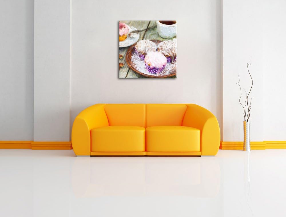 Pixxprint Köstliche Cupcakes als Leinwandbild/Grösse: 70x70 cm/Wandbild/Kunstdruck/fertig bespannt,