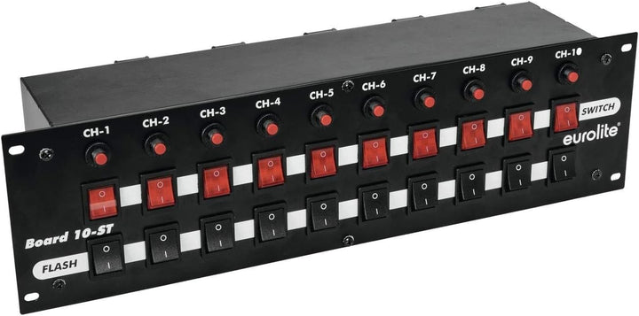 Eurolite Board 10-ST 10x Schutzkontakt | Panel, 10 Schalter (10 x Flash), getrenntes Schalten (10 Sc