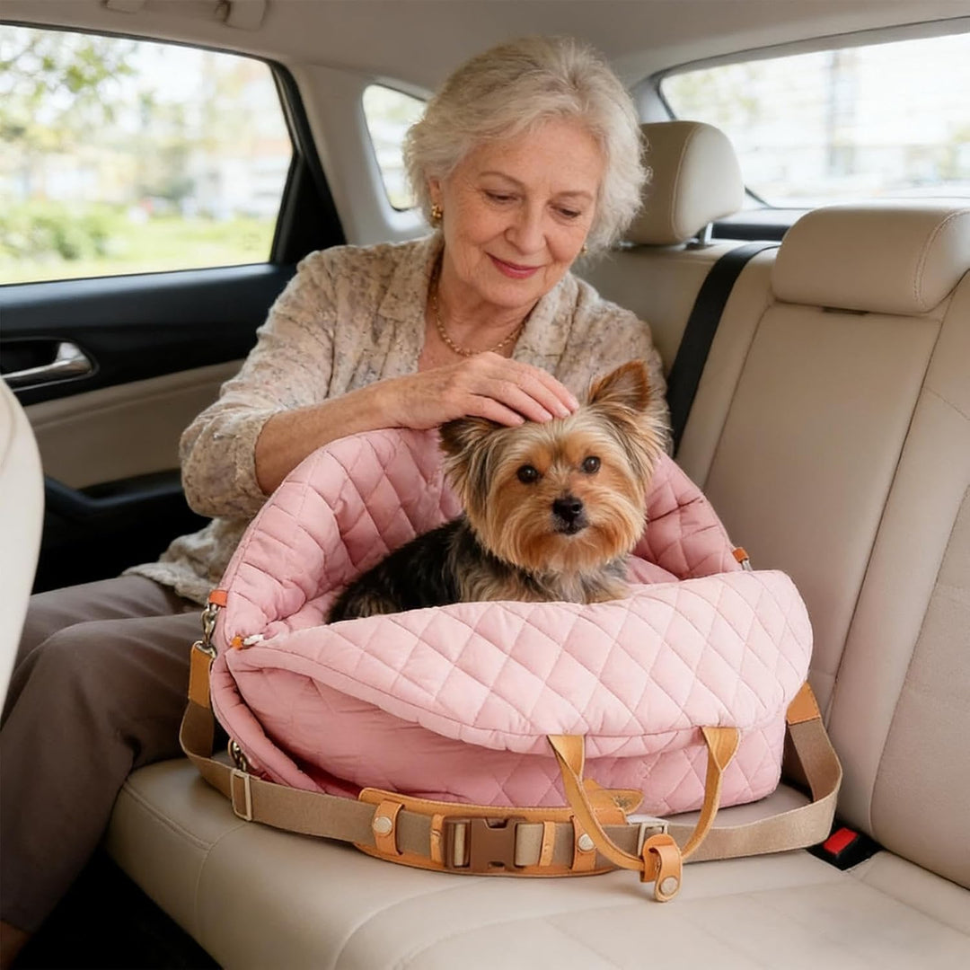 Hunde-Autositz für kleine Hunde, tragbare Haustiersitze für Autos mit Sicherheitsleinen, abnehmbare,