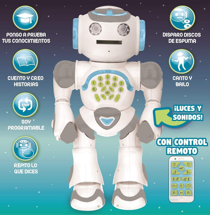 LEXIBOOK- Powerman MAX Robot de Juguete Parlante, Multicolor (ROB80ES)