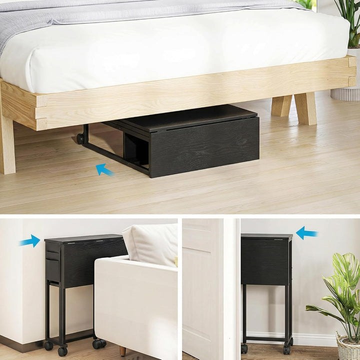 HOMCOM Klapptisch mit Ablagefach und Tasche, 63 cm Faltbarer Computertisch für kleine Räume, platzsp