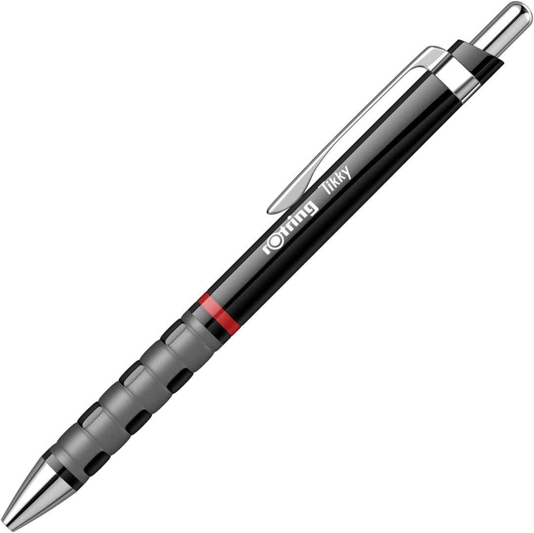 rOtring Tikky-Kugelschreiber | blaue Tinte | mittlere Spitze (1,0 mm) | Schwarzer Schaft | federleic