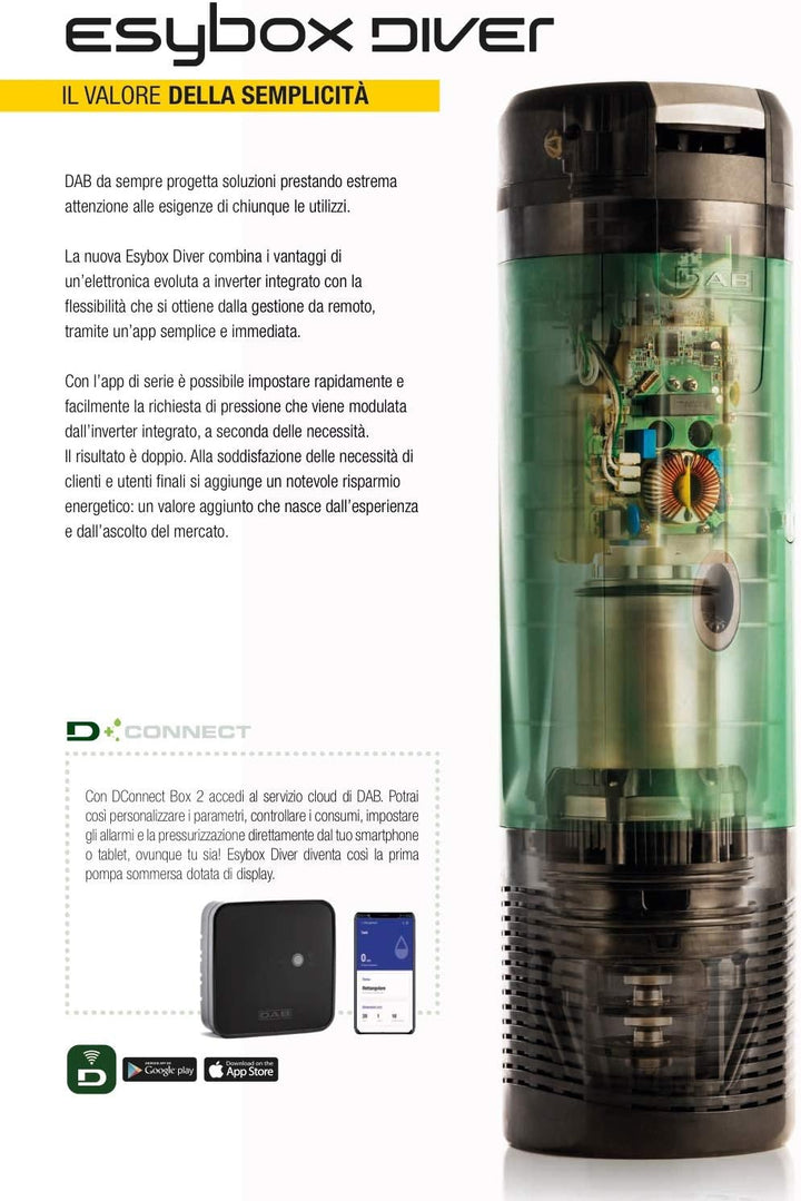 DAB ESYBOX DIVER Einphasige Mehrstufige elektronische Tauchpumpe 7 Zoll mit integriertem Wechselrich