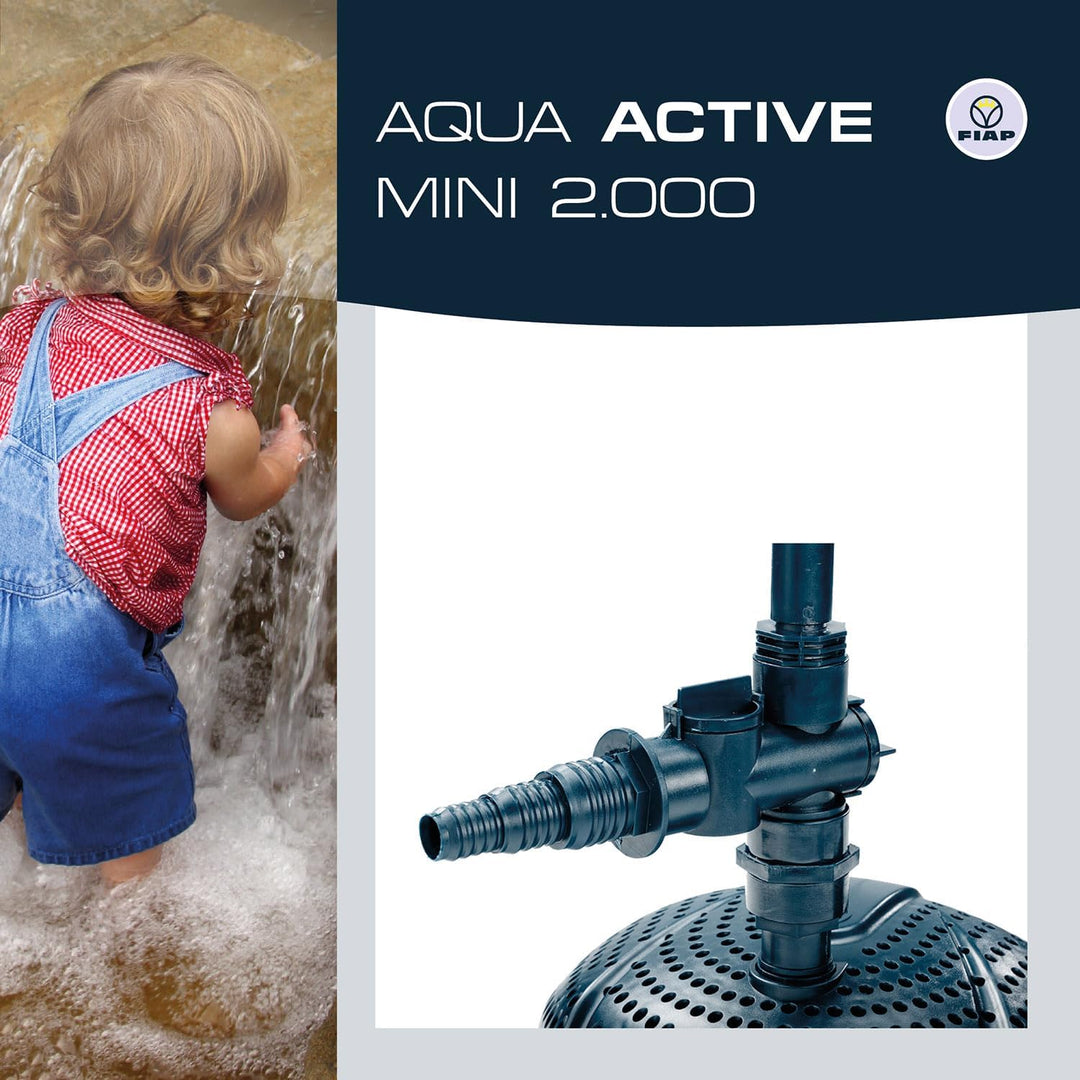FIAP AQUA ACTIVE Mini SET 2.000 - Wasserspielpumpe - Umwälzpumpe - Springbrunnen - inkl. Teleskoproh