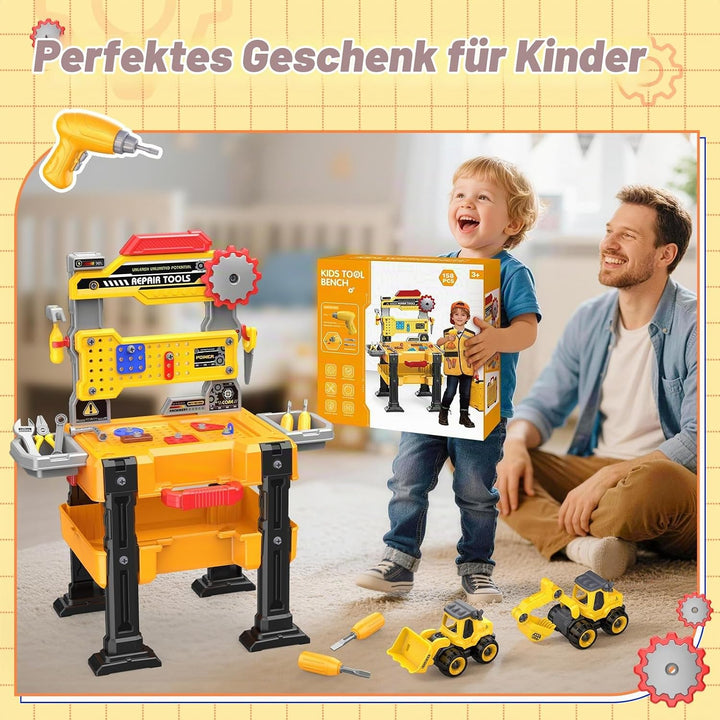 Spielzeug für 3 4 5 6 jährige Jungen Werkzeugset für Kinder: Kinder-Werkbank, klappbare Werkbank, Sp