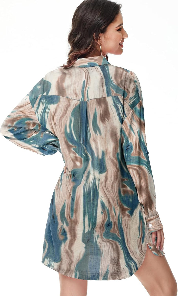 Tanmolo Damen Bluse V-Ausschnitt Hemdbluse Langarm Lässiges Hemd zum Knöpfen Langarmshirt Casual Obe