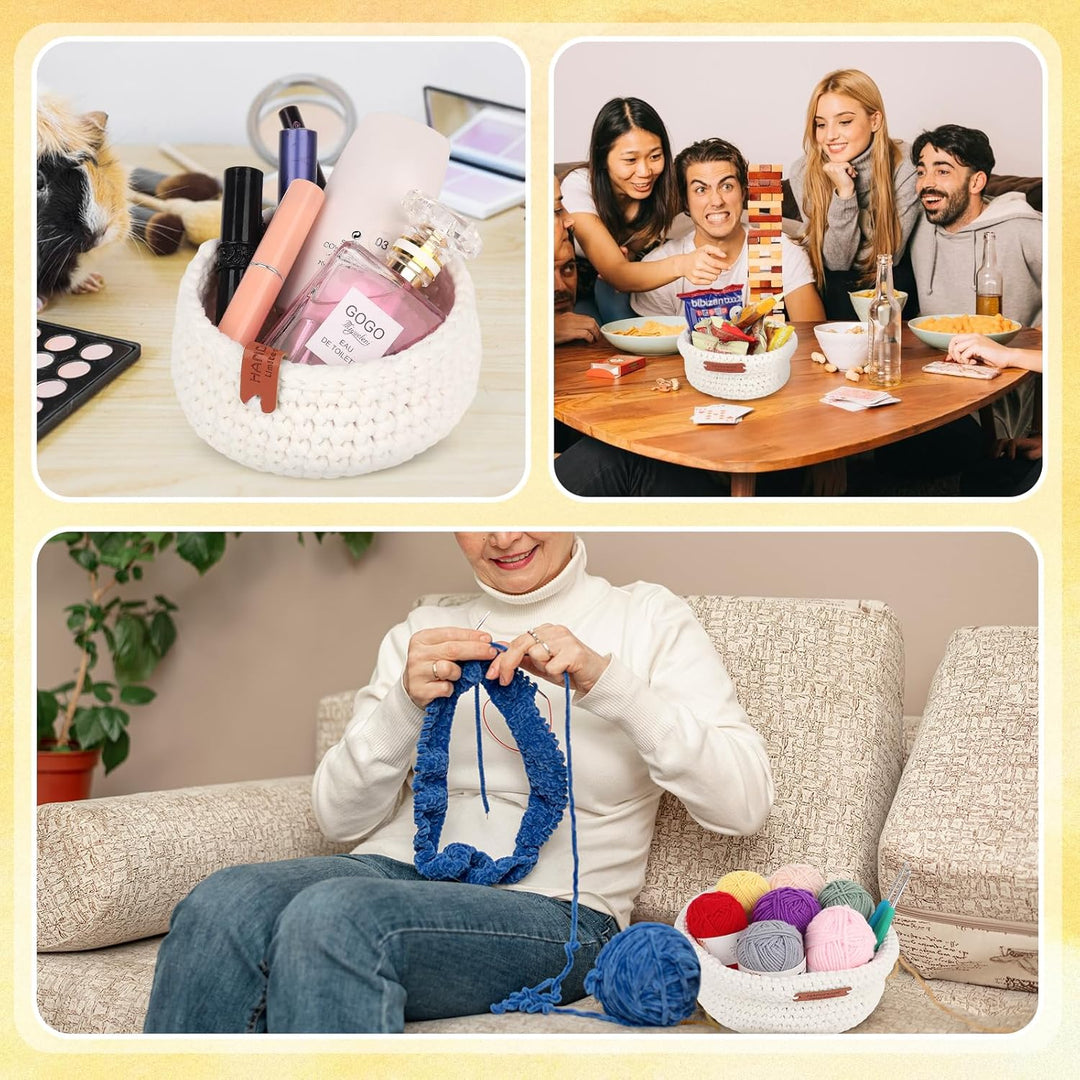 Coopay Häkelset für Anfänger, 3 Grössen Rund Körbe Häkelset mit Häkelnadel 4,0+4,5mm, Anleitung, 5mm