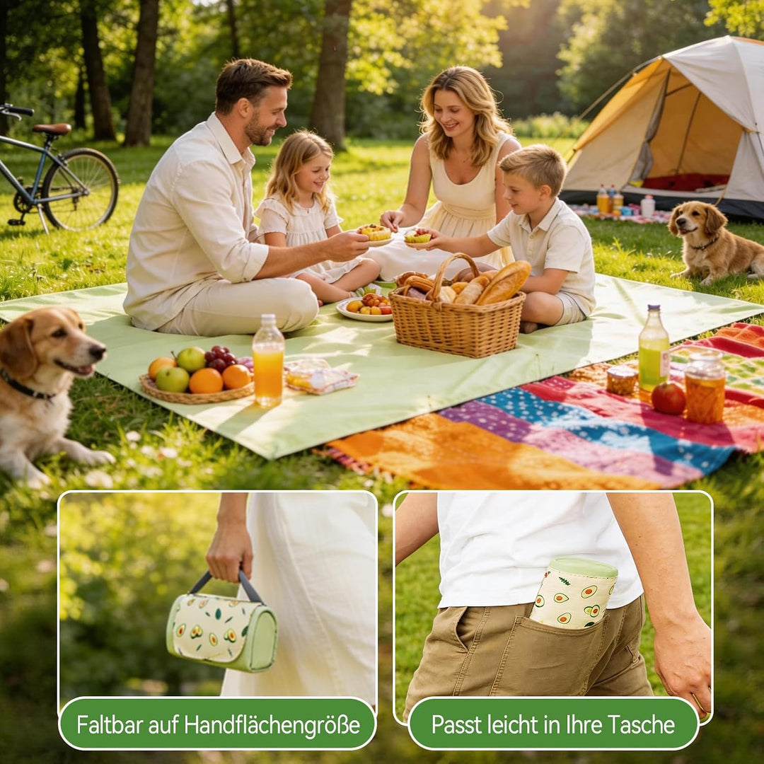 Wasserfeste Picknickdecke XXL (150x210 / 210x220 cm) - Ultraleichte Stranddecke Sandfrei &amp; Faltbar,