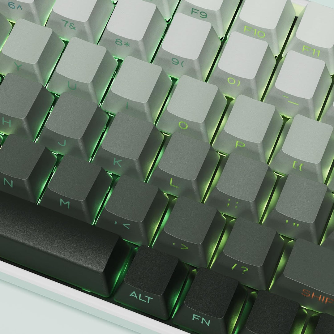 XVX Shine Through Gradient Seaweed Green Keycaps - Side Print, Double Shot PBT, 136 Tasten, OEM-Prof