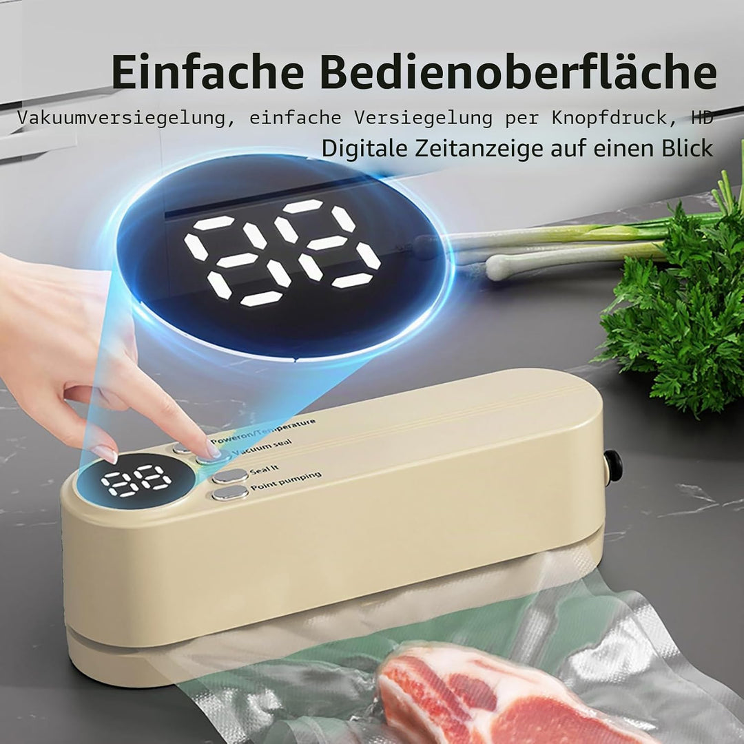 Mini Vakuumiergerät, Tragbar Vakuumierer für kontinuierliches Arbeiten mit hoher Geschwindigkeit, Fo