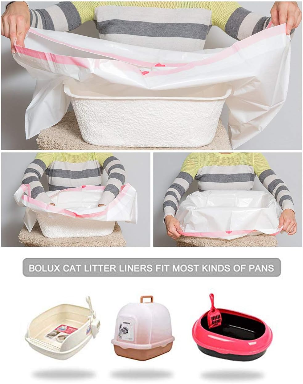 Moliwen 1 Tüten (30 Stück) Katzenklo Einlagen Katzentoiletten Kordelzugbeutel, 790*450mm für Mittler