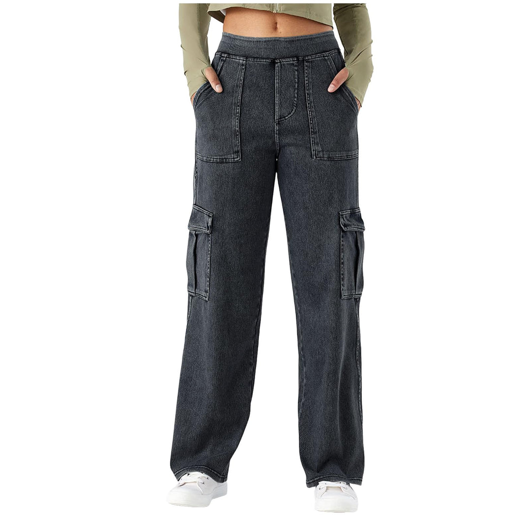 Wide Leg Jeans Damen Cargohose Sommerhosen Leicht Stretch Latzhose Bequeme High Waist Weites Bein Ba