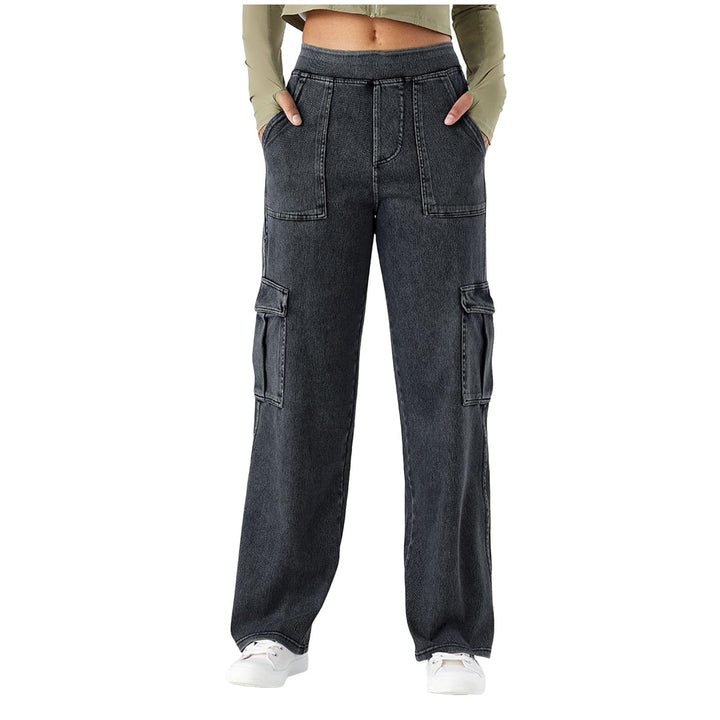 Wide Leg Jeans Damen Cargohose Sommerhosen Leicht Stretch Latzhose Bequeme High Waist Weites Bein Ba
