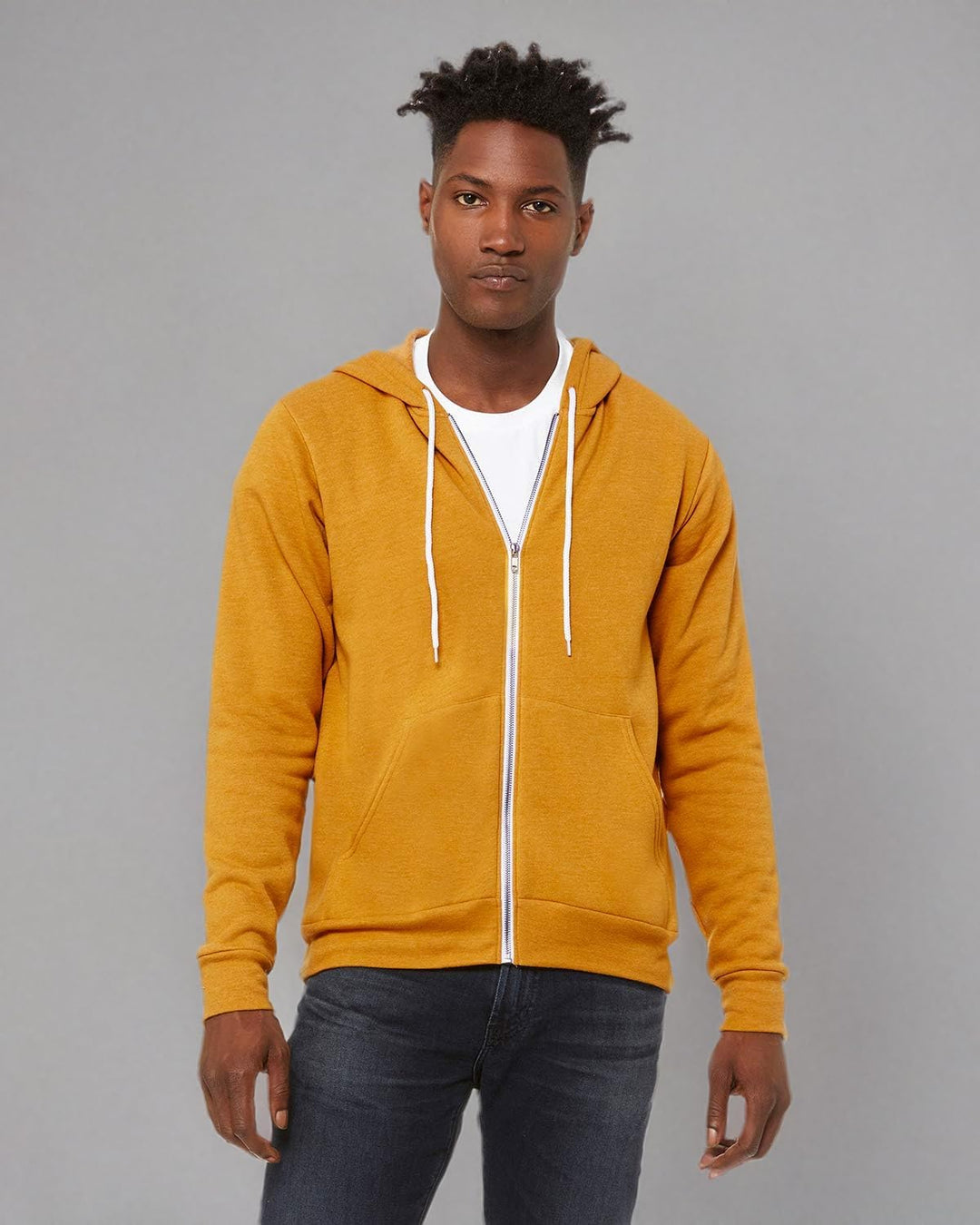 Bella+Canvas: Unisex Poly-Cotton Full Zip Hoodie 3739 XL Heather Senf, XL Heather Senf